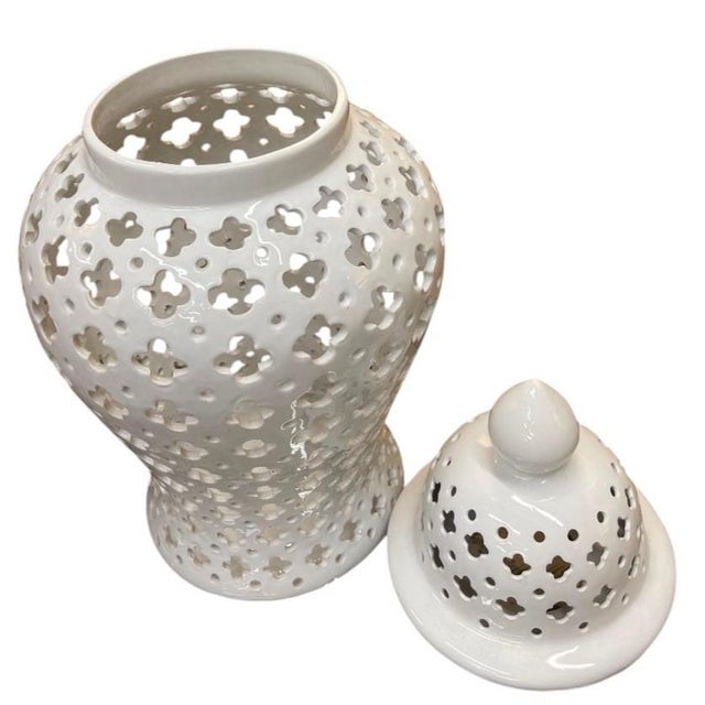 2000 - 2009 Vintage Pierced Ceramic Temple Jar / Lantern For Sale - Image 5 of 12