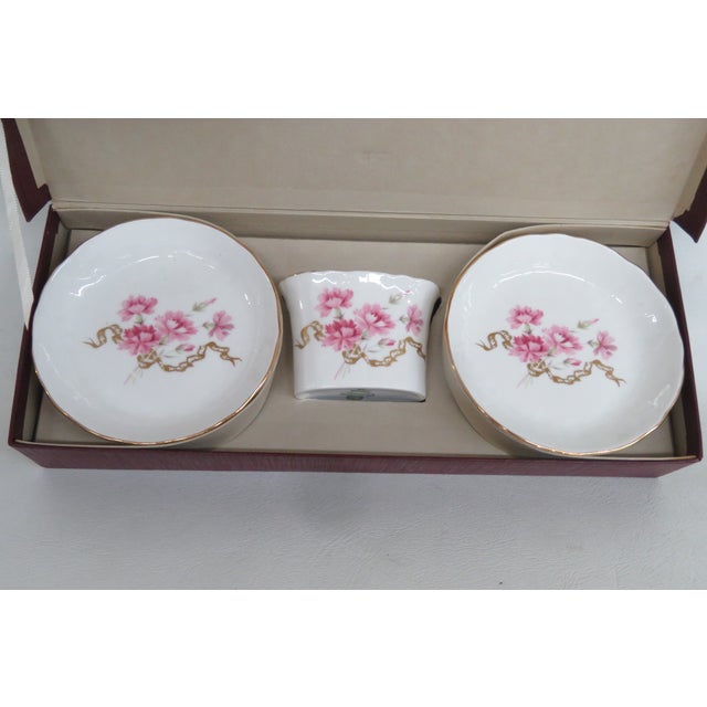 This darling 3pc Vanity Set is made of bone china. This beautiful and versatile set was made by Aynsley and is marked as...