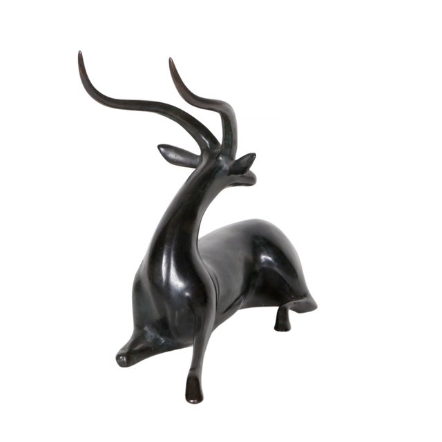 Metal Antelope, Signed Bronze Sculpture by Loet Vanderveen For Sale - Image 7 of 7