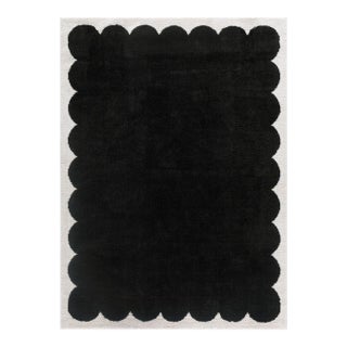 Fossay Shag Machine Woven Rug Black 6x8 For Sale
