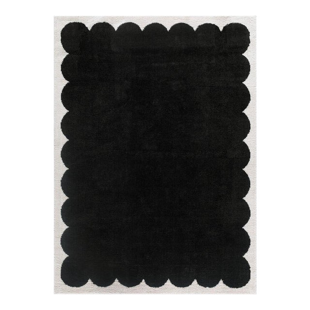 Fossay Shag Machine Woven Rug Black 6x8 For Sale