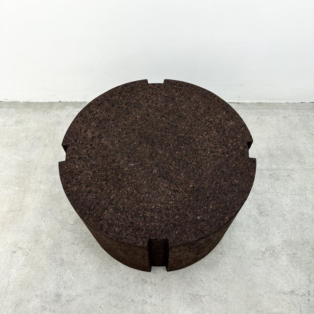 Chocolate Vintage Round Chocolate Brown Cork Coffee or Side Table – 1970s Postmodern For Sale - Image 8 of 10
