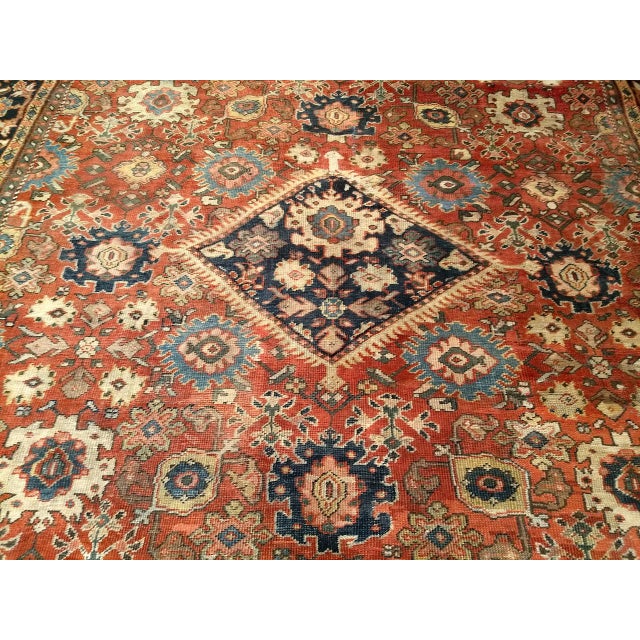 Antique Persian Mahal Sultanabad Rug, Hand-Knotted Wool, Geometric Pattern, Rust-Red & Navy, 10x12 For Sale - Image 10 of 16
