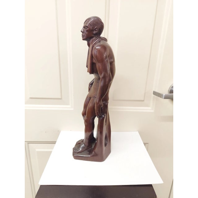 Buster Crabbe Vintage Hand Carved Rosewood Sculpture For Sale - Image 11 of 12