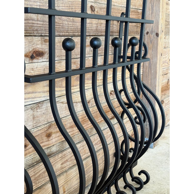 Late 20th Century Mid-20th Century Hand-Forged Iron Window Grilles With Sculptural Scrollwork-Pair For Sale - Image 5 of 12
