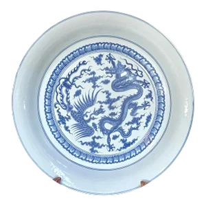 Antique Chinese Blue and White Porcelain Bowl Depicting Harmony & Good Fortune