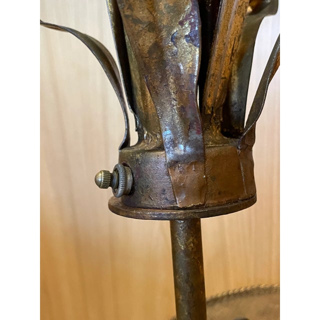 Metal 1960s Italian Decorative Floral Floor Lamp With Side Tables For Sale - Image 7 of 13