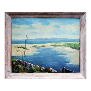 Mid Century Tidal Pools & Lighthouse Landscape by L. Clogston