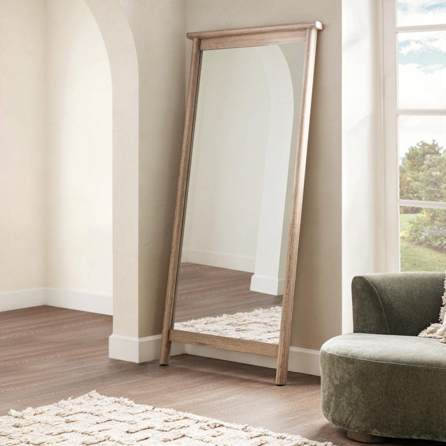 Wood Marina Oak Floor Mirror For Sale - Image 7 of 7