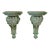 Pair of Carved Acanthus Wall Bracket Shelves / Corbels in Distressed Green Finish For Sale