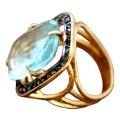 Gold Ring with Encrusted Synthetic Stones For Sale
