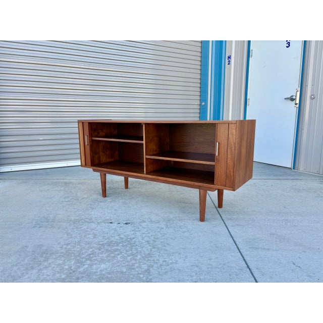 Brown 1970s Mid-Century Modern Walnut Tambour Door Credenza / Media Console For Sale - Image 8 of 12