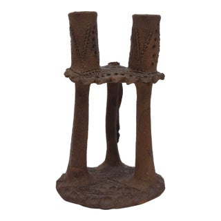 Late 20th Century Handmade Ceramic Candle Holder For Sale