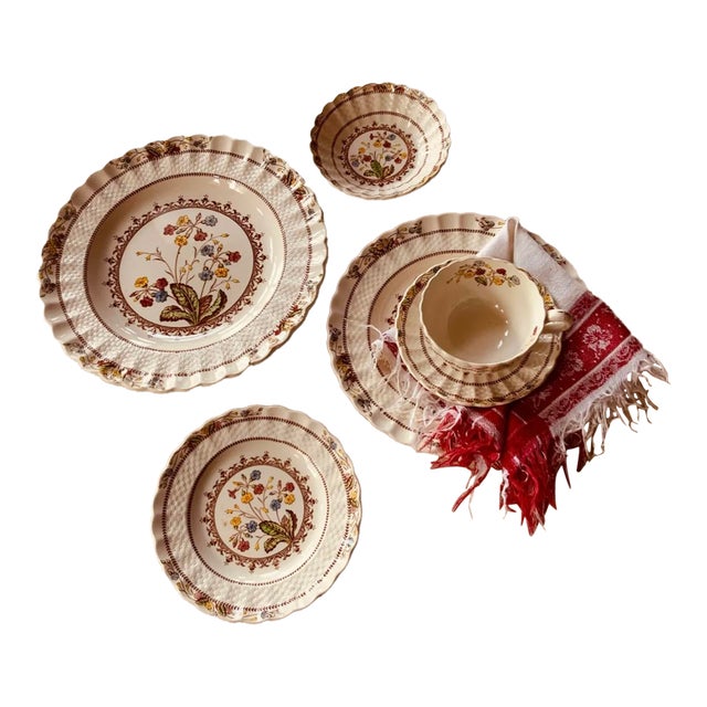 1930s Copeland Spode Cowslip Bone China Breakfast Set - Set of 6 For Sale