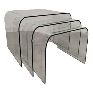 Vintage Italian Glass Nesting Side Tables from Fiam, 1970s For Sale