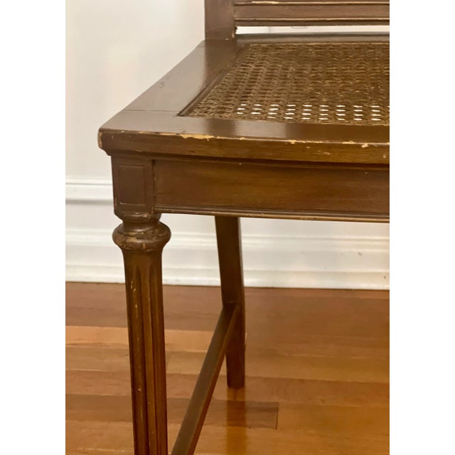 1920s 1920s French Louis XVI Style Caned Seat and Back Carved Oak Vanity Chair For Sale - Image 5 of 12