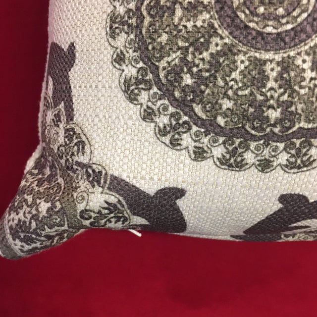 Textile Printed Woven Pillow With New Insert For Sale - Image 7 of 9