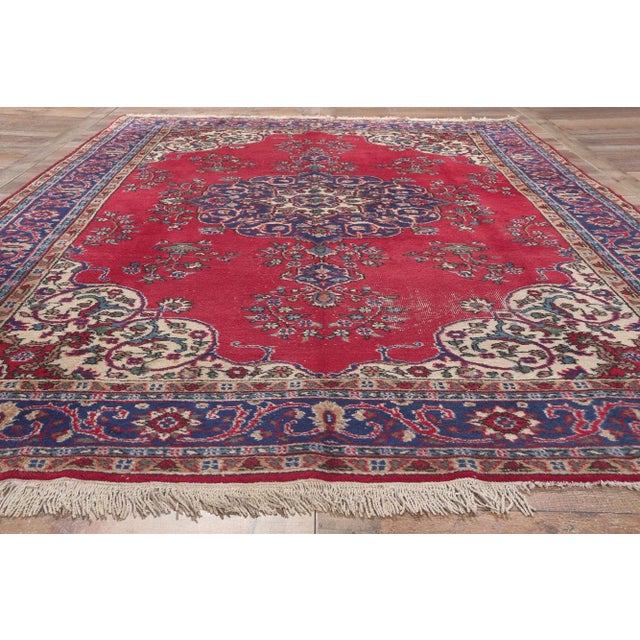 Red Mid 20th Century Vintage Red Turkish Sparta Rug, 07'07 X 11'01 For Sale - Image 8 of 10