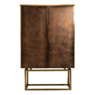 Bronze-Brushed Cabinet with Brass Base from Belgochrom, 1980s For Sale