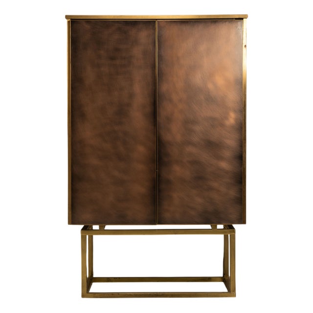 Bronze-Brushed Cabinet with Brass Base from Belgochrom, 1980s For Sale