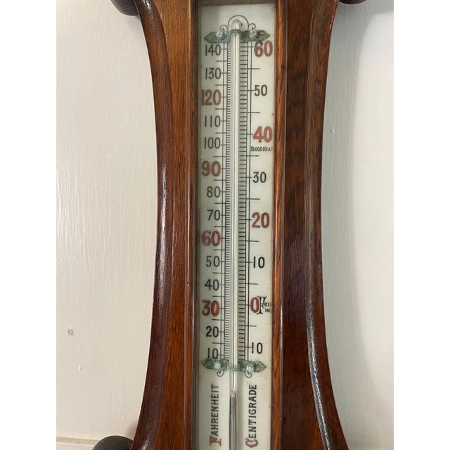 Victorian Carved Oak Banjo Barometer, 1860s For Sale - Image 6 of 9