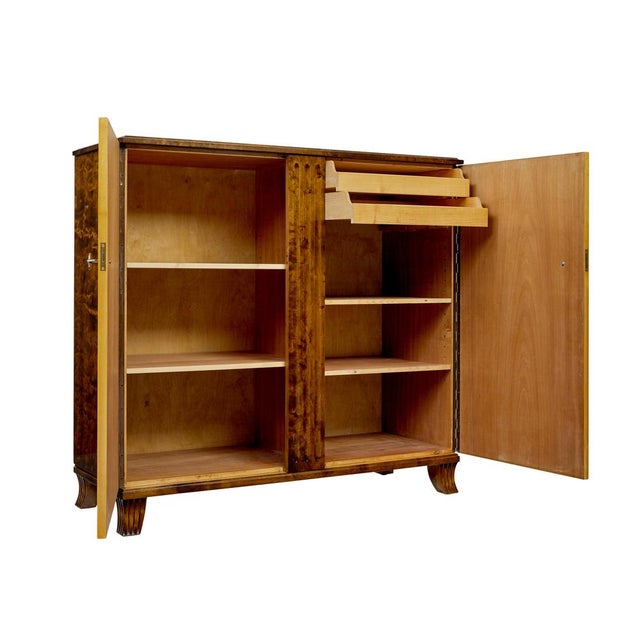 1940s Art Deco Scandinavian Elm and Birch Cabinet, 1940 For Sale - Image 5 of 12