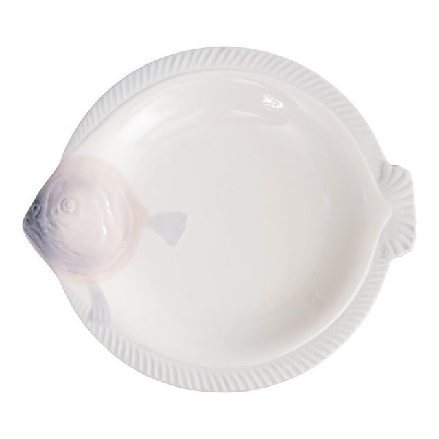 Art Deco French Longwy Majolica Fish Plate, Circa 1930 For Sale