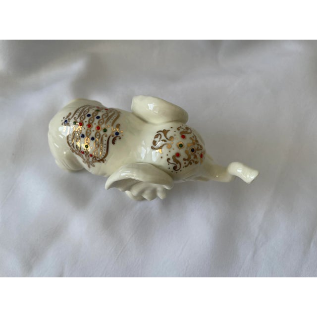 Mid 20th Century Vintage Ceramic White and Gold Elephant For Sale - Image 4 of 9