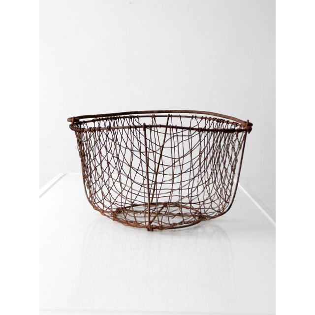 Antique Handmade Wire Gathering Basket For Sale - Image 12 of 13