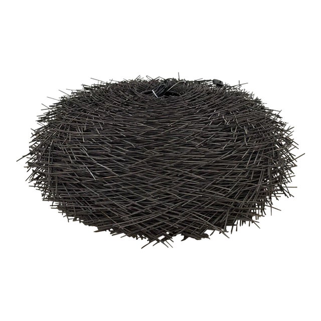 Contemporary Black Rattan Pendant, Medium For Sale