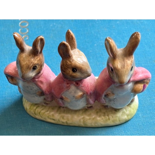 Figurative 1954 Royal Albert Beatrix Potter Porcelain Bunny Rabbit Trio For Sale - Image 3 of 9