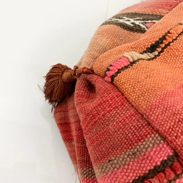 Textile Vintage Moroccan Kilim Floor Cushion Pillow, Geometric Fabric, 1970s For Sale - Image 7 of 10