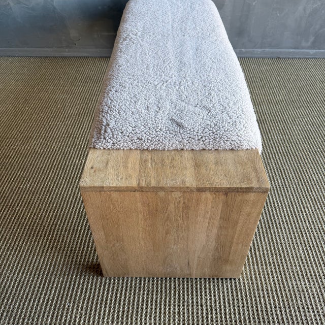 Casi Sheep Bench in White Oak and Natural Genuine Sheep Upholstery For Sale - Image 14 of 15