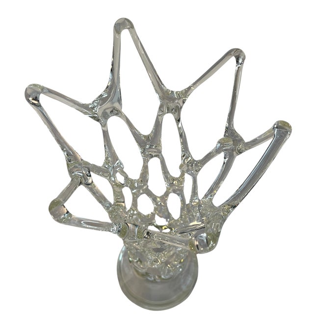 19 in Tall Art Glass Clear Lattice Vase by Ion Tamaian For Sale In New York - Image 6 of 14