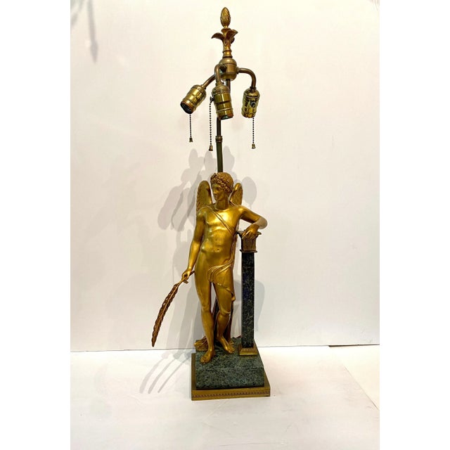 19th Century 19th Century Gilded Bronze Figural Lamp For Sale - Image 5 of 8