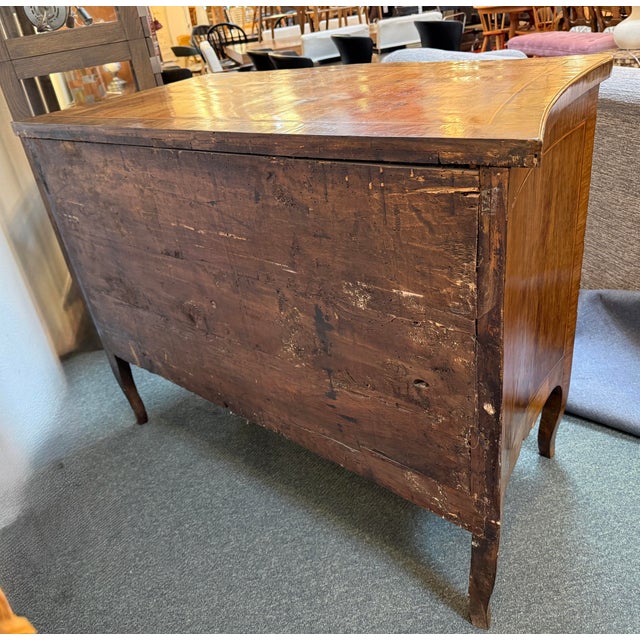 Late 18th Century Antique Italian Rococo Walnut + Burl Commode For Sale - Image 5 of 14