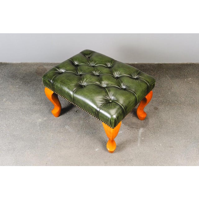 Chesterfield Style Ottoman in Leather For Sale - Image 9 of 14