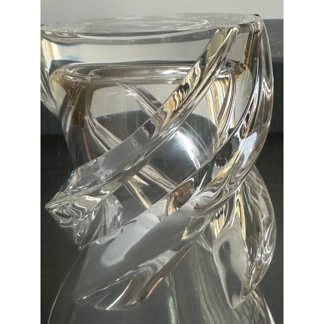 Transparent Steuben Vintage 1958 Donald Pollard MCM Art Glass "Whirpool" Vase 11.25" Tall # 8087-St in Original Box For Sale - Image 8 of 18