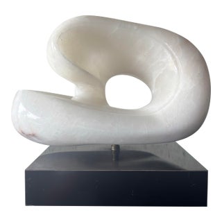 1970s Freeform Modernist Carved Marble Abstract Sculpture in the Style of Henry Moore For Sale