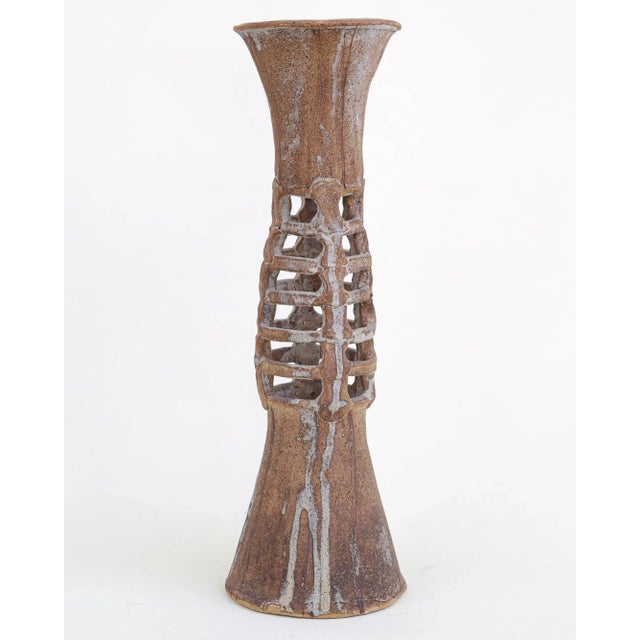 Mid-Century Modern Brutalist Vintage Mid-Century Pottery Sculpture Vase Signed For Sale - Image 3 of 9