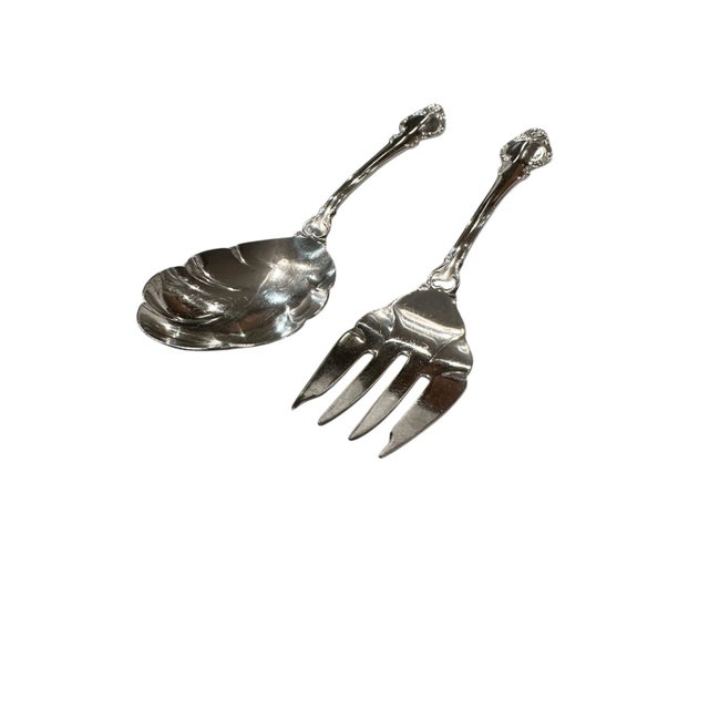 Vintage Fork Spoon Holmes & Edward’s Silverplate Serving Set- a Pair For Sale - Image 9 of 10