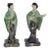 Japanese Eosin Glazed Ceramic Figurines Pair of 2 Iridescent Rainbow Sheen 5028b For Sale