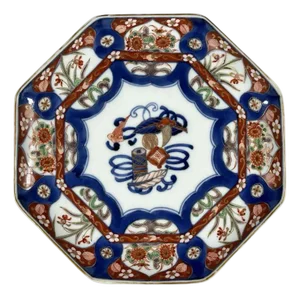 Antique Imari Octagonal Plate: Edo Period Japanese Porcelain, Fuku Seal Mark