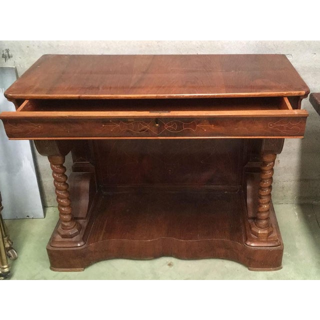 20th Century Biedermeier Style Marquetry Spanish Console Table With Drawer For Sale - Image 4 of 10