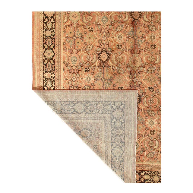 Traditional Salmon Color Vintage Persian Mahal 10'8'' X 13'8'' For Sale - Image 3 of 5