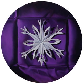 Paper Snowflake 2 by Amy Ordoveza | Oil on Aluminum Composite Panel Snowflake on purple background For Sale