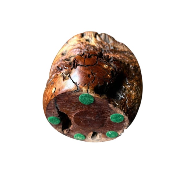 Vintage Large Burlwood Hand Turned Brutalist Art Vase For Sale - Image 9 of 10