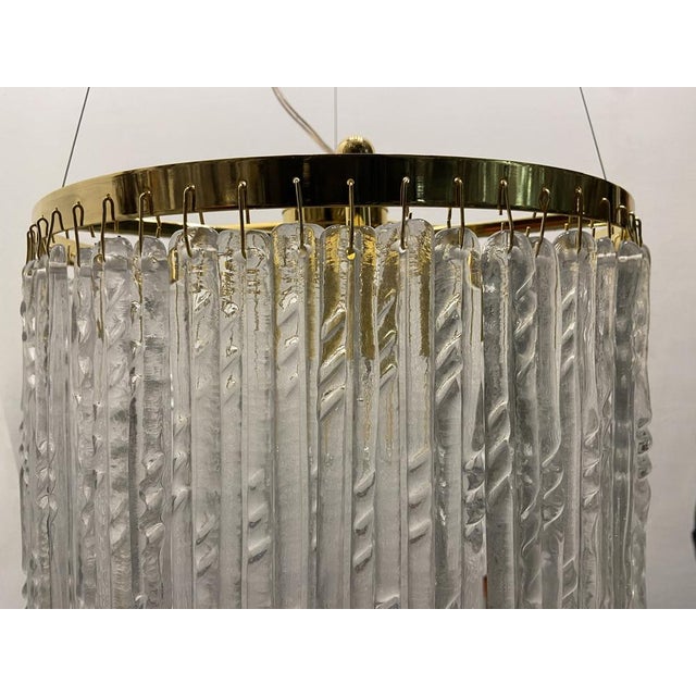Gold Murano Glass Rod Brass Light Pendant, 1980s For Sale - Image 8 of 12