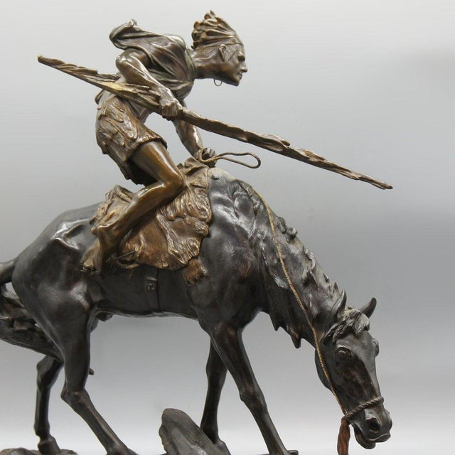 Brown Native American on Horseback from Édouard Drouot, 1920s For Sale - Image 8 of 15