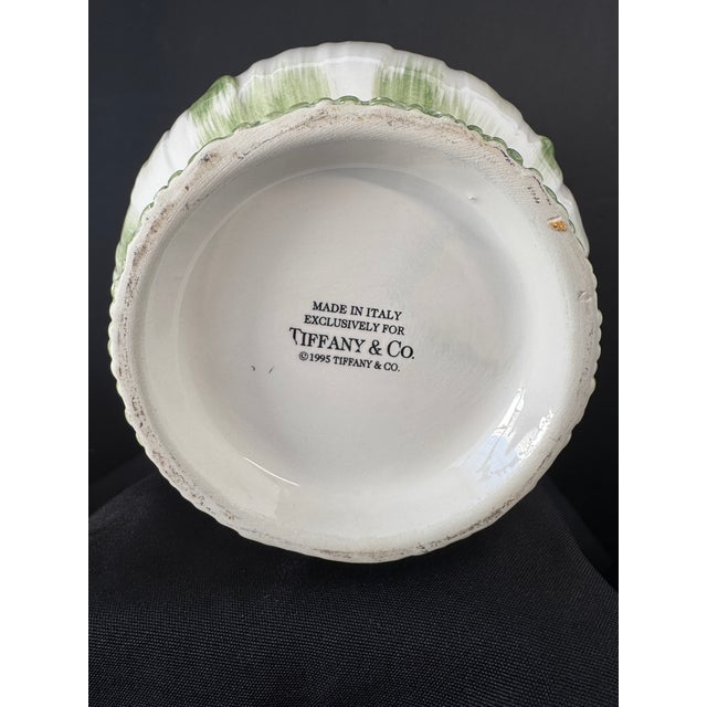 1995 Tiffany & Co. Italian Green & White Leaf Ceramic Cachepot Planter For Sale - Image 13 of 13